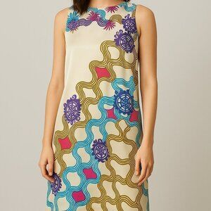 Vintage Milly Silk Geometric Shift Mini Dress Retro Mod Size 4